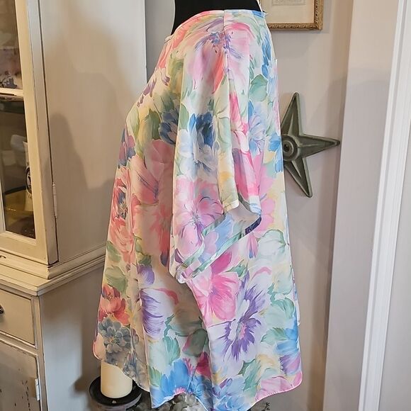 CALIFORNIA CONNECTION Vtg Satin Floral Cottagecore Blouse Sz‎ 24 Whimsical Fairy - Picture 2 of 5